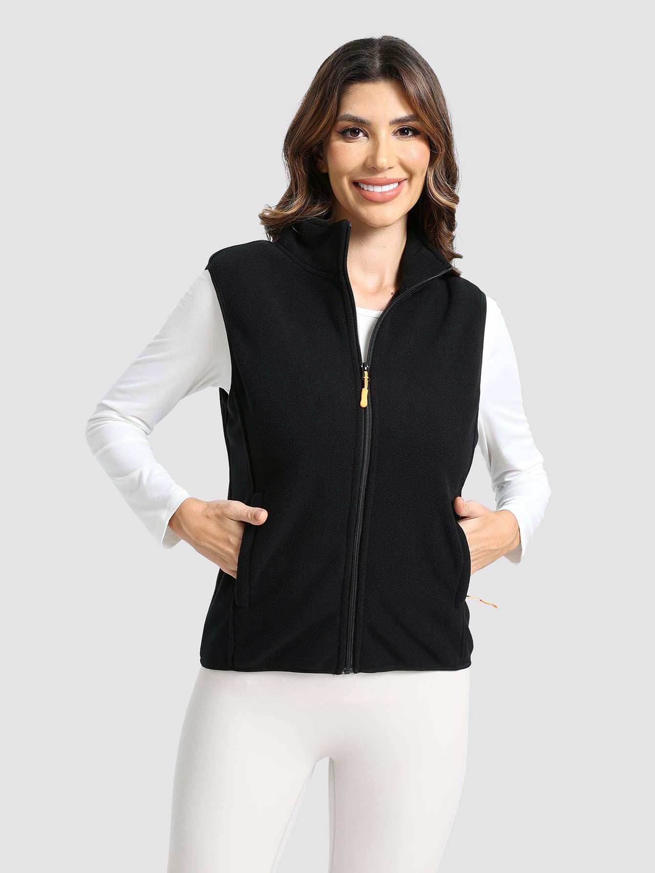Women Sleeveless Zip Vest with Pockets